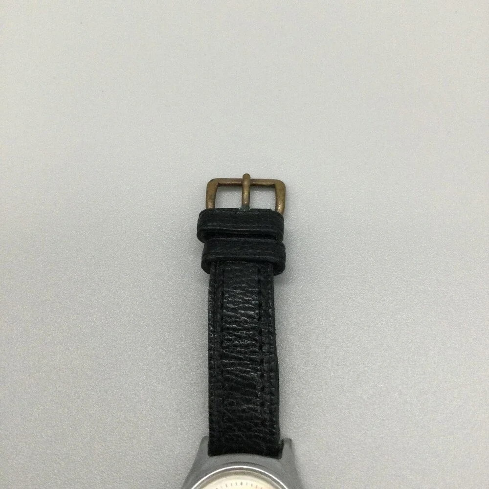 Vintage Timex Girls Scouts Watch 23mm Cream Dial Black Leather Manual Wind